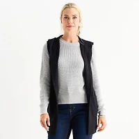 Liz Claiborne Knit Hooded Womens Sleeveless Vest