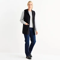 Liz Claiborne Knit Hooded Womens Sleeveless Vest
