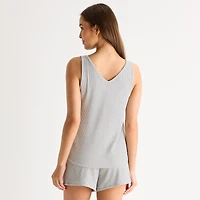 Ambrielle Womens Rib V Neck Sleeveless Pajama Top