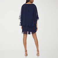 Sam And Jess Womens Round Neck 3/4 Sleeve Shift Dress
