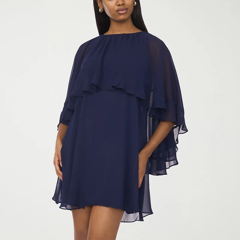 Sam And Jess Womens Round Neck 3/4 Sleeve Shift Dress