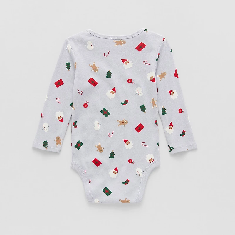 Okie Dokie Baby Boys Round Neck Long Sleeve Rib Bodysuit