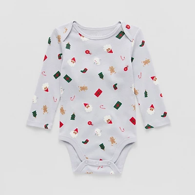 Okie Dokie Baby Boys Round Neck Long Sleeve Rib Bodysuit