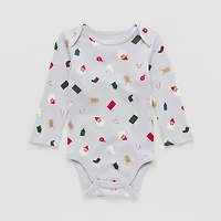Okie Dokie Baby Boys Round Neck Long Sleeve Rib Bodysuit
