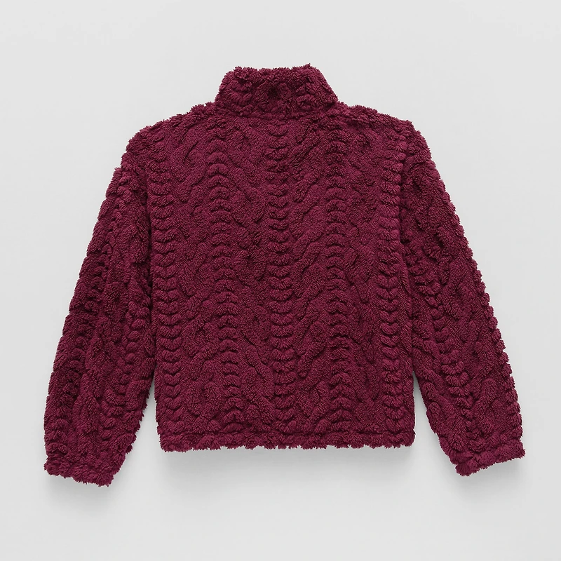 Thereabouts Fleece Little & Big Kid Girls Mock Neck Long Sleeve Casual Quarter-Zip Pullover