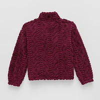 Thereabouts Fleece Little & Big Kid Girls Mock Neck Long Sleeve Casual Quarter-Zip Pullover