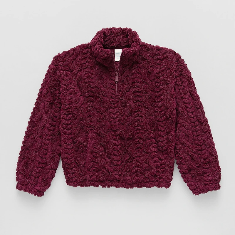 Thereabouts Fleece Little & Big Kid Girls Mock Neck Long Sleeve Casual Quarter-Zip Pullover