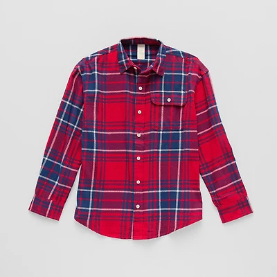 Thereabouts Little & Big Kid Boys Long Sleeve Regular Fit Flannel Shirt