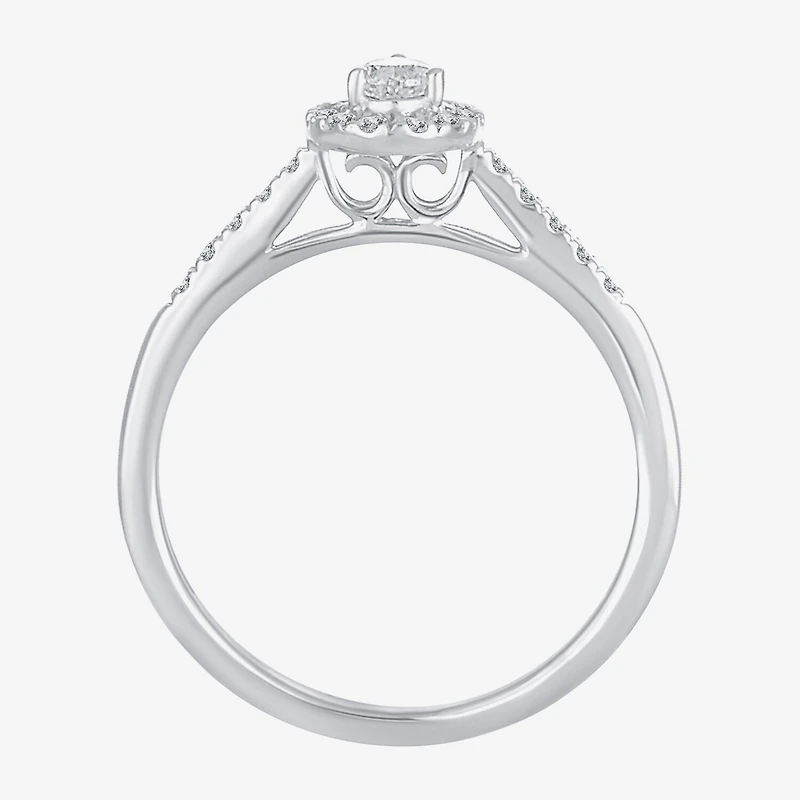 Womens 1/3 CT. T.W. Natural White Diamond 10K Gold Pear Engagement Ring
