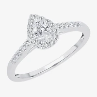 Womens 1/3 CT. T.W. Natural White Diamond 10K Gold Pear Engagement Ring