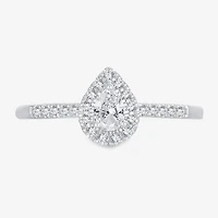 Womens 1/3 CT. T.W. Natural White Diamond 10K Gold Pear Engagement Ring
