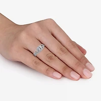 Lab Created White Sapphire & 1/6 CT. T.W Diamond 10K Gold Bridal Set