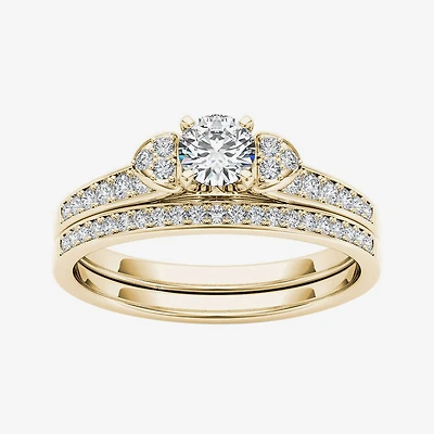 1/2 CT.T.W. Natural Diamond 10K Yellow Gold Bridal Set Ring
