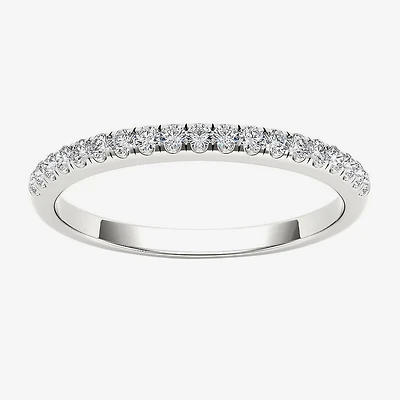 Womens 2MM 1/5 CT. Natural White Diamond 10K Gold Wedding Band