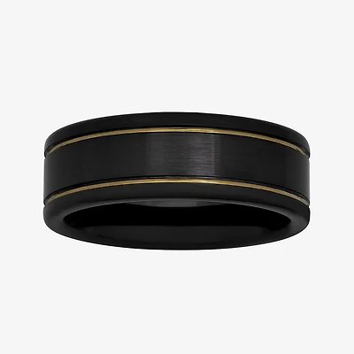  Mens Two-Tone Stainless Steel 8mm Striped Wedding Band