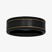  Mens Two-Tone Stainless Steel 8mm Striped Wedding Band
