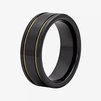  Mens Two-Tone Stainless Steel 8mm Striped Wedding Band