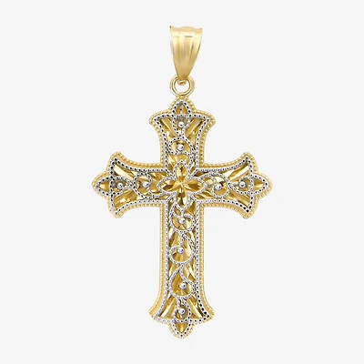 Womens 14K Two Tone Gold Cross Pendant