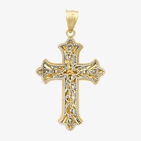 Womens 14K Two Tone Gold Cross Pendant