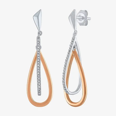 Womens 1/10 CT. T.W. Natural White Diamond Sterling Silver Drop Earrings