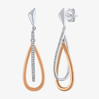 Womens 1/10 CT. T.W. Natural White Diamond Sterling Silver Drop Earrings