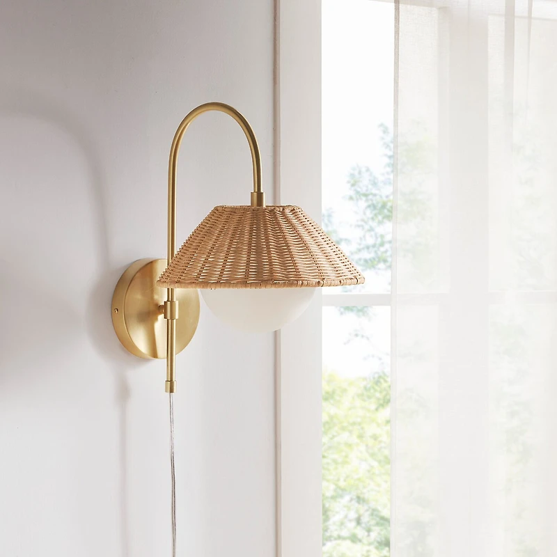 INK+IVY Laguna Rattan Weave Wall Sconce
