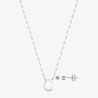 Sparkle Allure Pendant Necklace & Stud Earring Womens Pure Silver Over Brass 2-pc. Jewelry Set