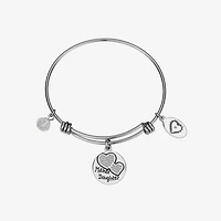 Footnotes Mother & Daughter Womens Crystal Stainless Steel Round Bangle Bracelet