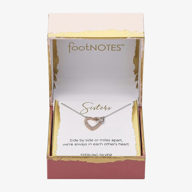 Footnotes Womens Cubic Zirconia Sterling Silver Heart 16 Inch Pendant Necklace