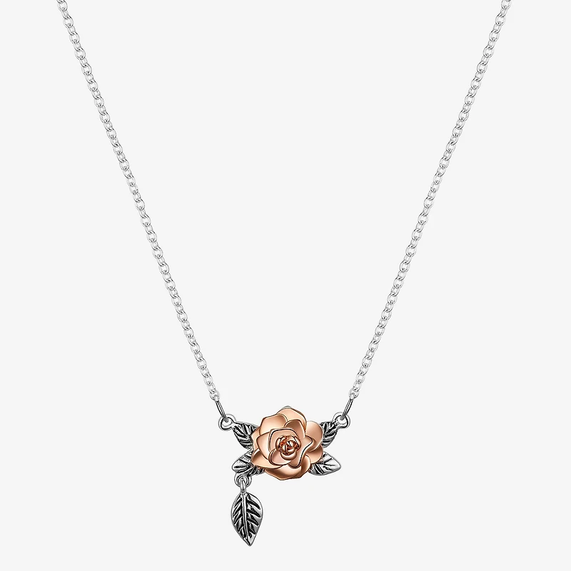 Disney Classics Womens Pure Silver Over Brass Flower 16 Inch Pendant Necklace