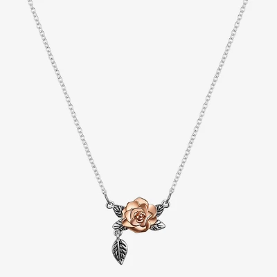 Disney Classics Womens Pure Silver Over Brass Flower 16 Inch Pendant Necklace