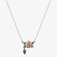 Disney Classics Womens Pure Silver Over Brass Flower 16 Inch Pendant Necklace