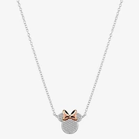 Disney Classics Pave Womens Cubic Zirconia Pure Silver Over Brass 16 Inch Pendant Necklace