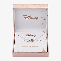 Disney Classics Womens Cubic Zirconia Pure Silver Over Brass Flower 16 Inch Pendant Necklace