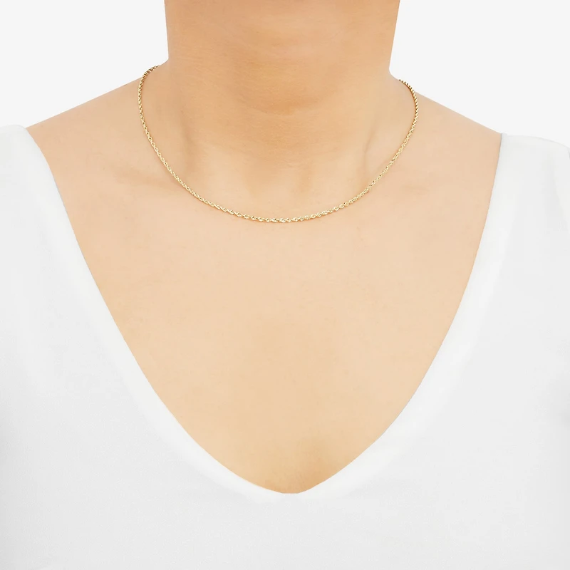 Womens 10K Gold Inch Rope Chain Necklace