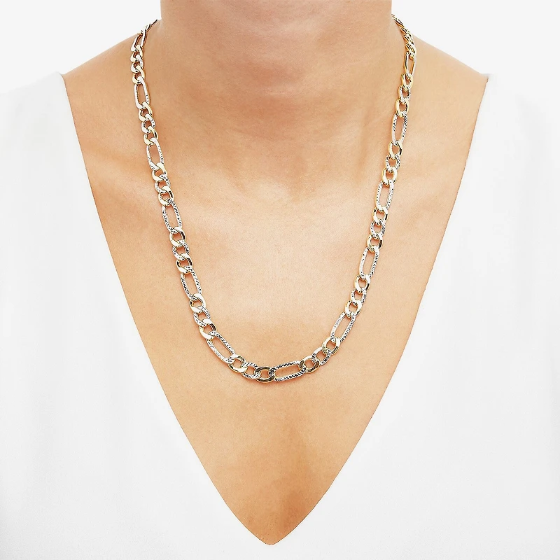 Made in Italy Mens 14K Gold 22 Inch Figaro Chain Necklace