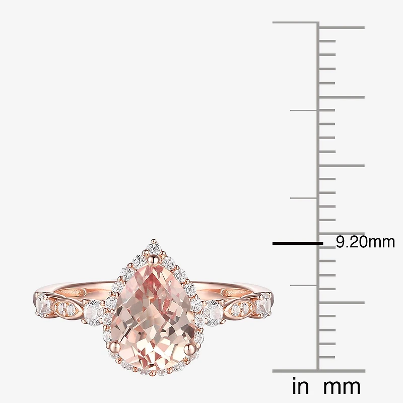 Yes, Please! Womens Lab Created Pink Sapphire 14K Rose Gold Over Silver Sterling Silver Cocktail Ring