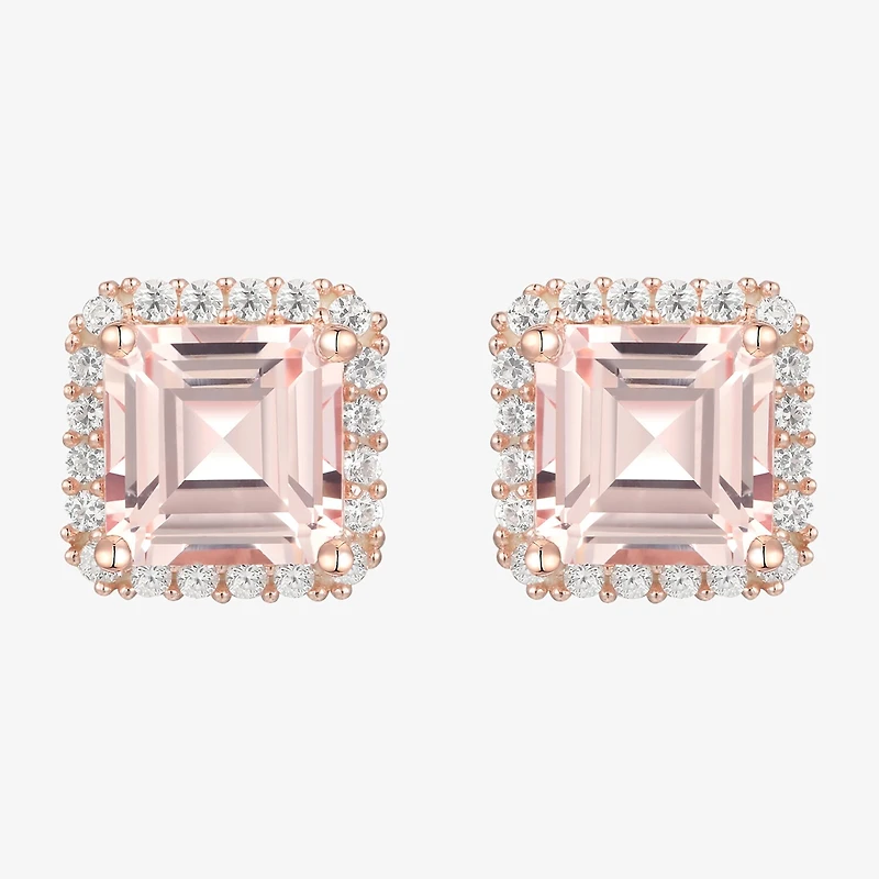 Yes, Please! Lab Created Champagne Sapphire 14K Rose Gold Over Silver 8mm Stud Earrings