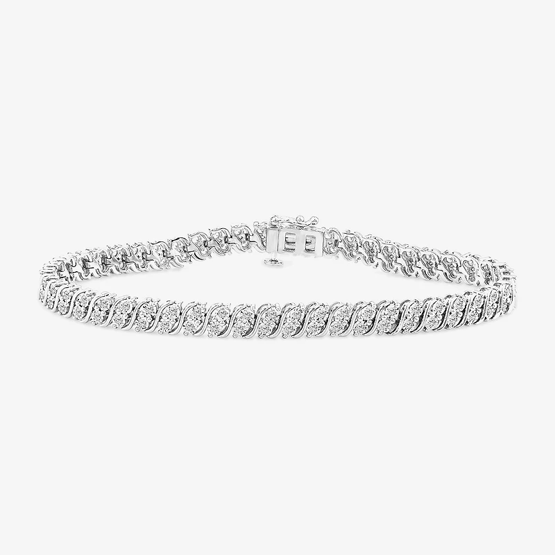 (I1/ I) Womens 1 CT. T.W. Lab Grown White Diamond Sterling Silver 7.5 Inch Tennis Bracelet