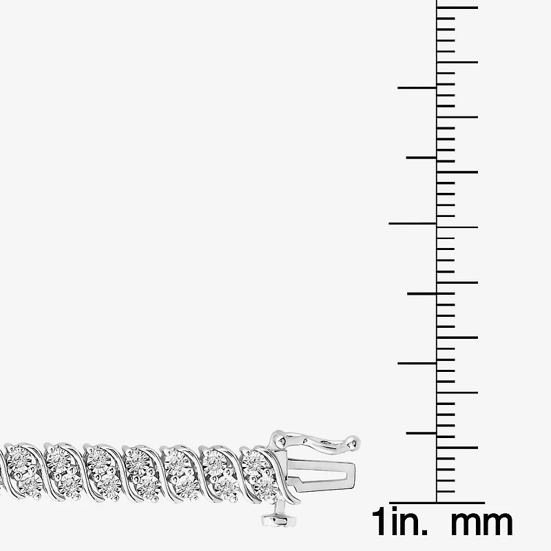 (I1/ I) Womens 1 CT. T.W. Lab Grown White Diamond Sterling Silver 7.5 Inch Tennis Bracelet