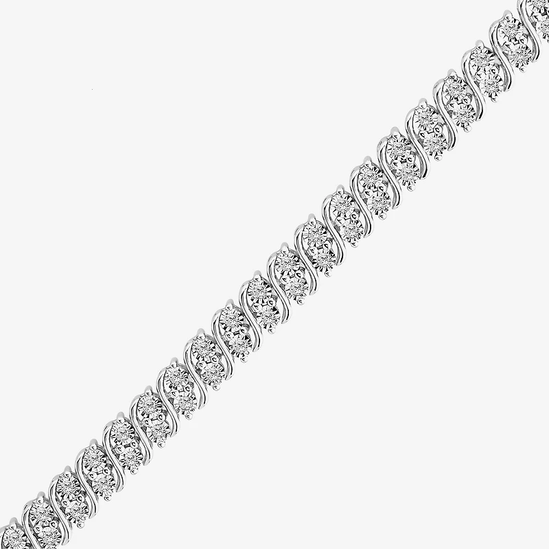 (I1/ I) Womens 1 CT. T.W. Lab Grown White Diamond Sterling Silver 7.5 Inch Tennis Bracelet