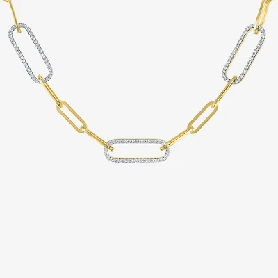 Diamond Addiction (G-H / I1-I2) Womens 1/2 CT. T.W. Lab Grown White Diamond 14K Gold Over Silver Sterling Silver Paperclip 18 Inch Pendant Necklace