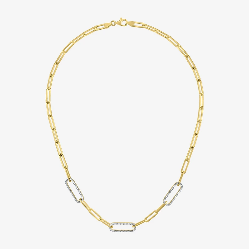 Diamond Addiction (G-H / I1-I2) Womens 1/2 CT. T.W. Lab Grown White Diamond 14K Gold Over Silver Sterling Silver Paperclip 18 Inch Pendant Necklace