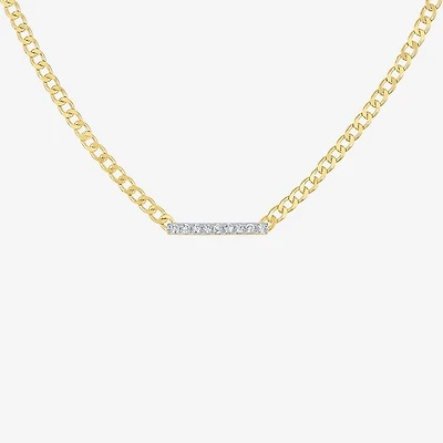 Diamond Addiction (G-H / Si2-I1) Womens 1/10 CT. T.W. Lab Grown White Diamond 14K Gold Over Silver Sterling Silver Bar 18 Inch Pendant Necklace