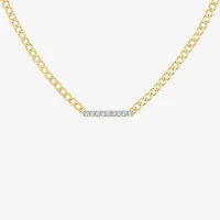 Diamond Addiction (G-H / Si2-I1) Womens 1/10 CT. T.W. Lab Grown White Diamond 14K Gold Over Silver Sterling Silver Bar 18 Inch Pendant Necklace