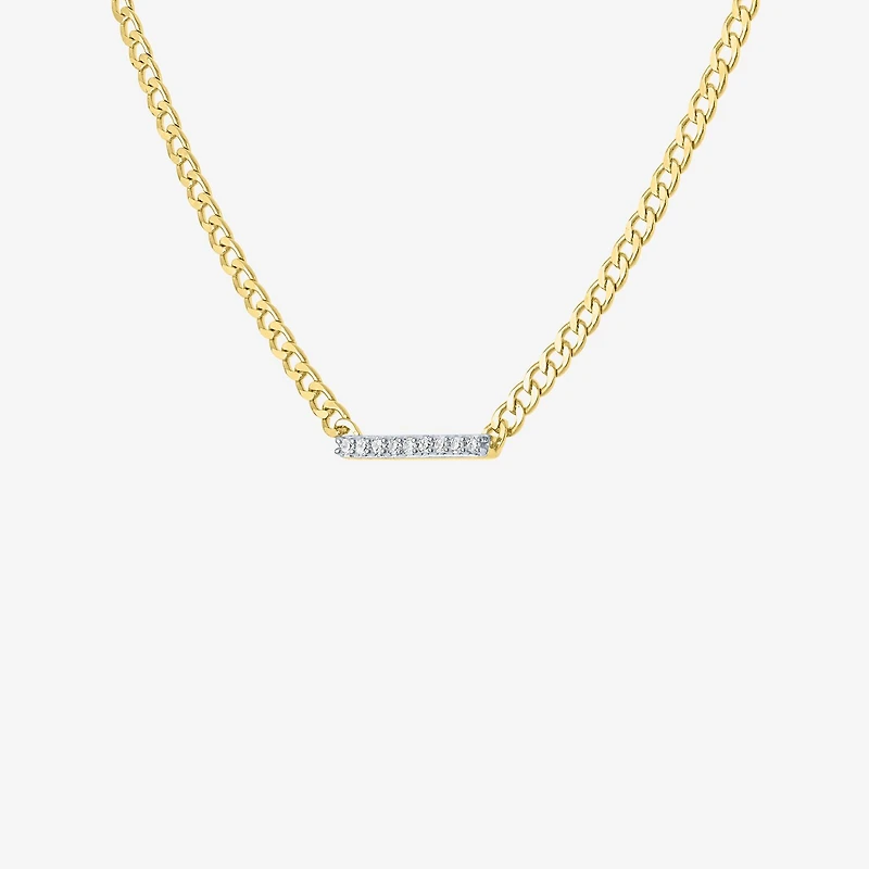 Diamond Addiction (G-H / Si2-I1) Womens 1/10 CT. T.W. Lab Grown White Diamond 14K Gold Over Silver Sterling Silver Bar 18 Inch Pendant Necklace