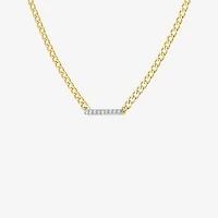 Diamond Addiction (G-H / Si2-I1) Womens 1/10 CT. T.W. Lab Grown White Diamond 14K Gold Over Silver Sterling Silver Bar 18 Inch Pendant Necklace