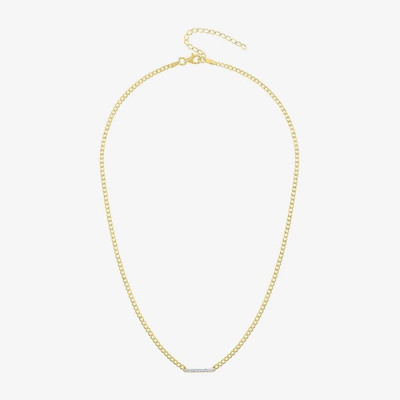 Diamond Addiction (G-H / Si2-I1) Womens 1/10 CT. T.W. Lab Grown White Diamond 14K Gold Over Silver Sterling Silver Bar 18 Inch Pendant Necklace