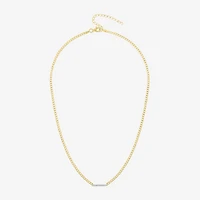 Diamond Addiction (G-H / Si2-I1) Womens 1/10 CT. T.W. Lab Grown White Diamond 14K Gold Over Silver Sterling Silver Bar 18 Inch Pendant Necklace