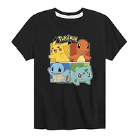 Pikachu Charmander Squirtle Bulbasaur Little & Big Kid Boys Crew Neck Short Sleeve Regular Fit Pokemon Graphic T-Shirt